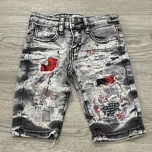 Rock Salt Distressed Black Denim Shorts Size 5 Boys